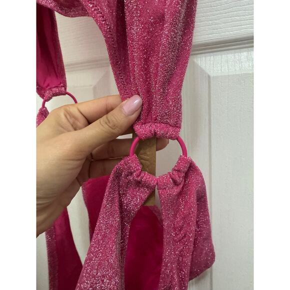 SKIMS Size 4x Magenta Pink Glitter Sparkle Swimsuit Sexy Cut Out Monokini NWT - Picture 7 of 10